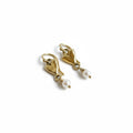 Carved Heart Earrings with Pearl Dangle