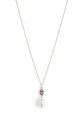 Silver Etched Heart Charm with White Pearl Drop