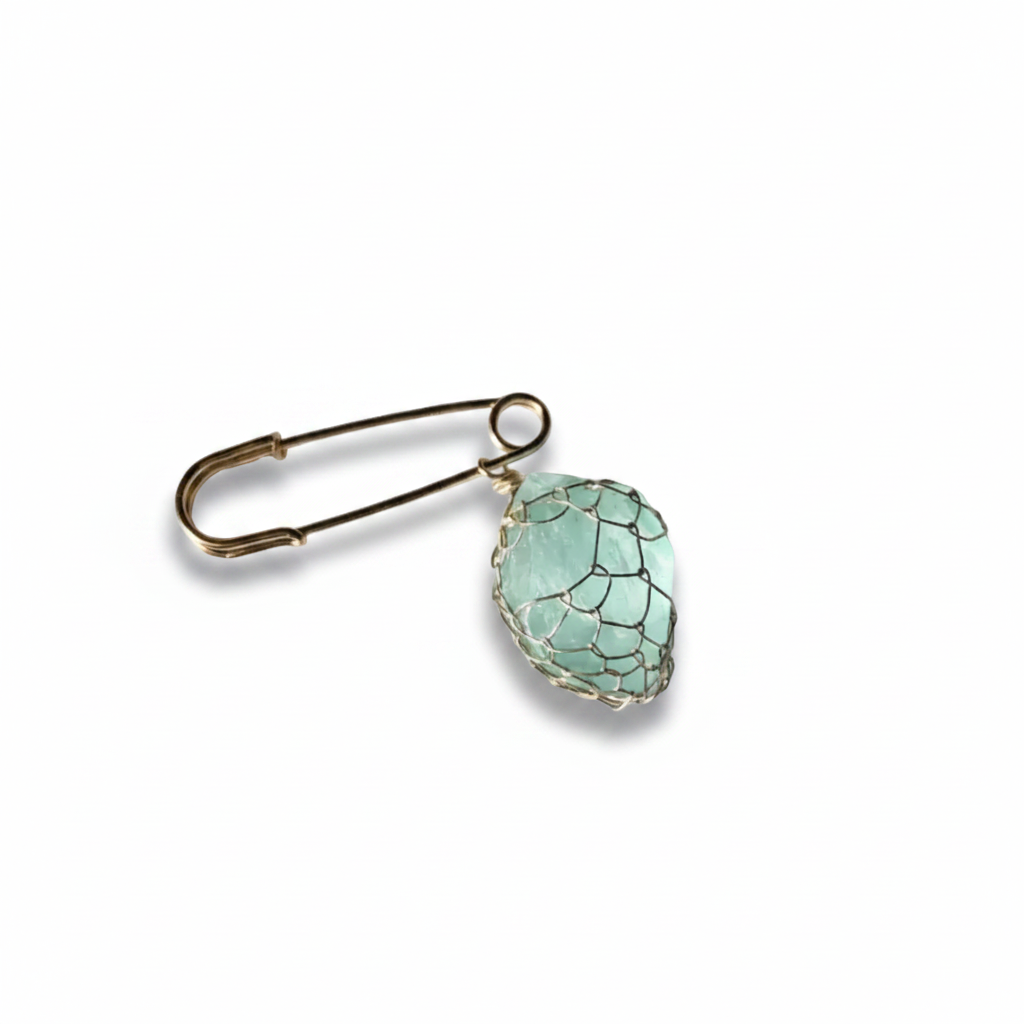 Fluorite Netted Gemstone Brooch