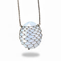 Blue Chalcedony Oxidized Silver Fishnet Slice Necklace