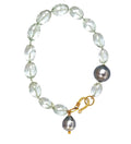 Green Quartz & South Sea Pearl Bracelet