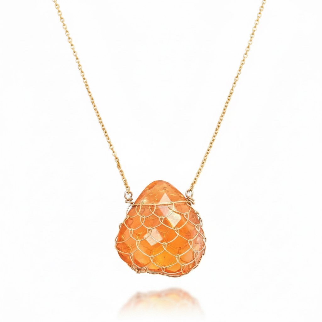 Citrine Fishnet Gemstone Necklace