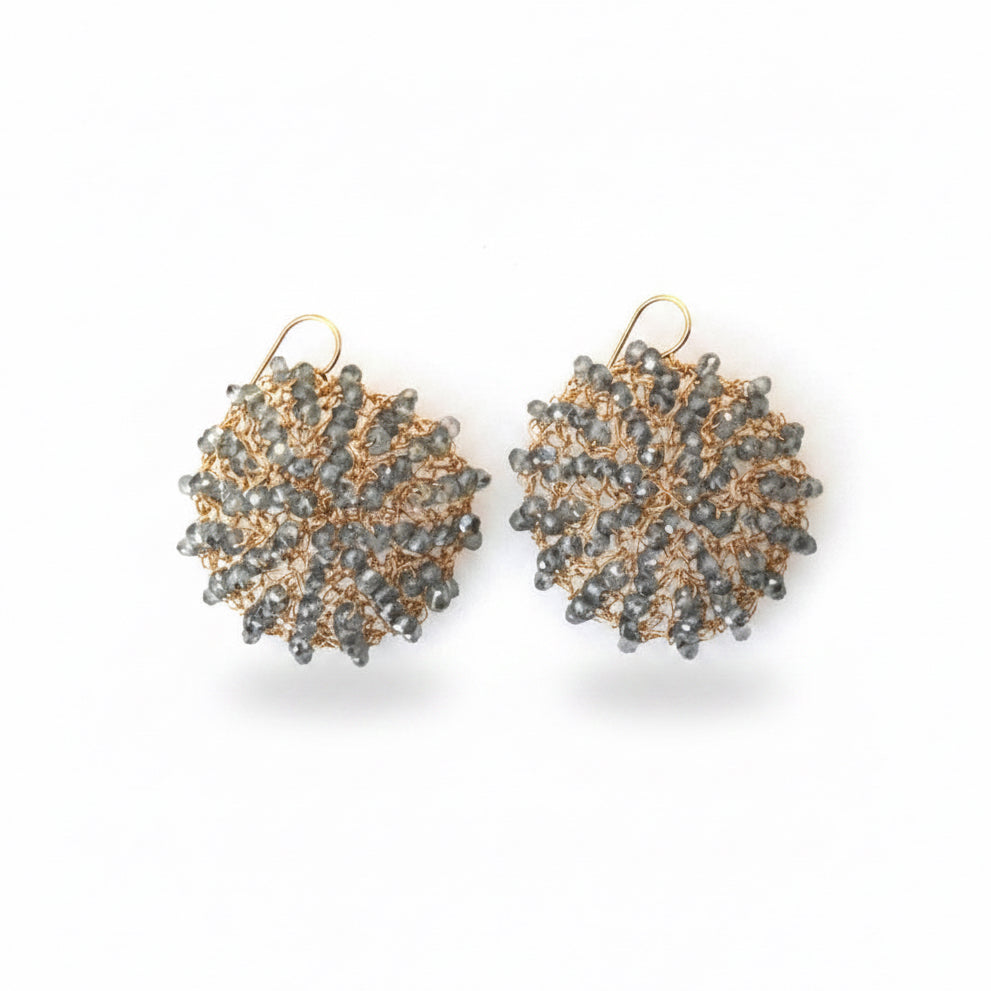 Pale Green Quartz Cosmos Earrings