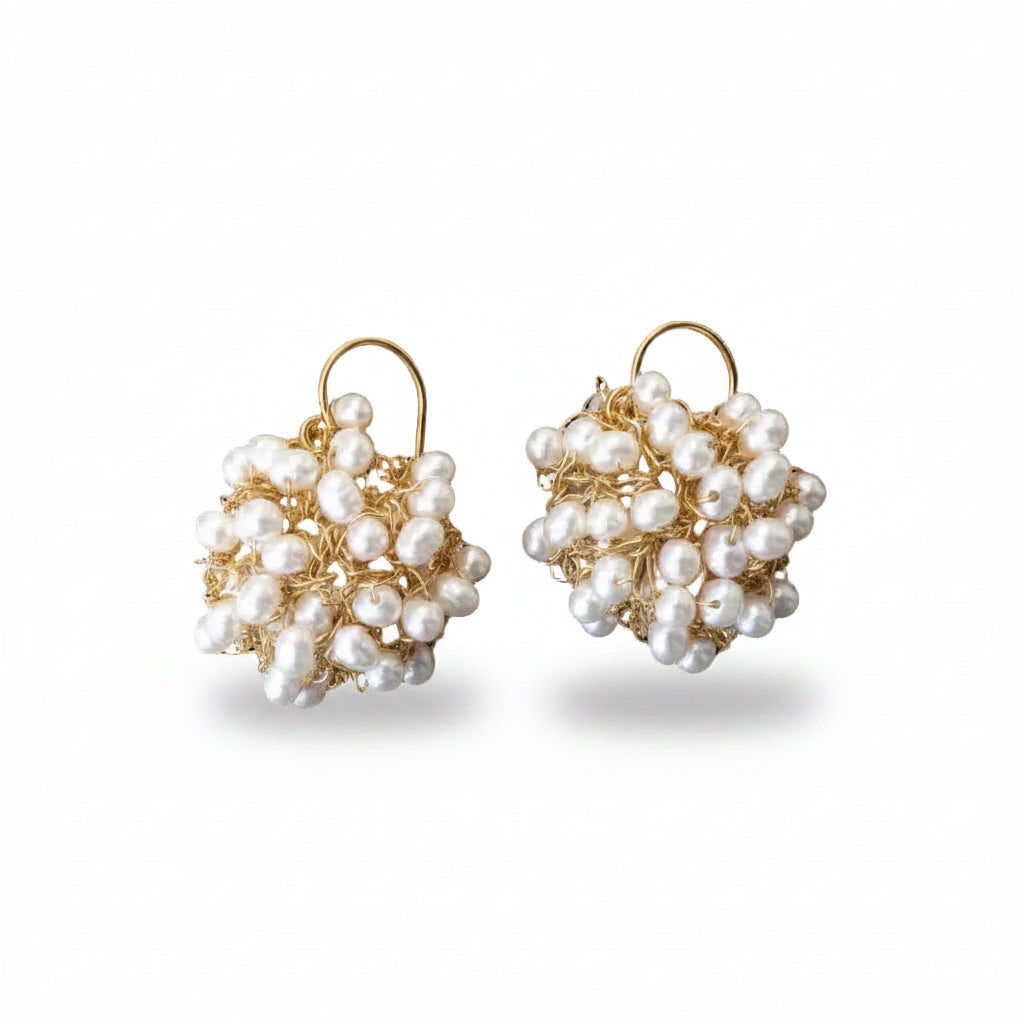 White Pearl Mini Cosmos Earrings