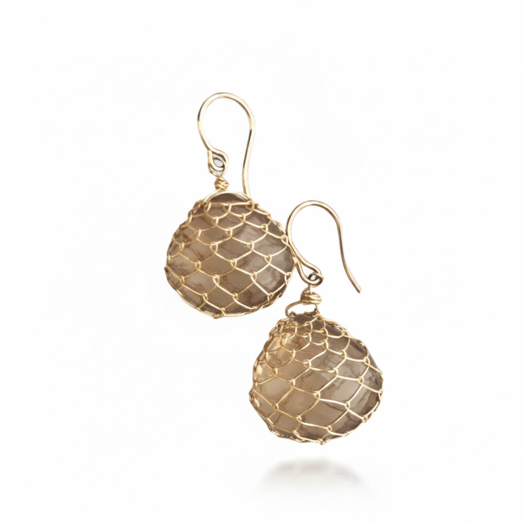 Smokey Quartz Fishnet Earrings