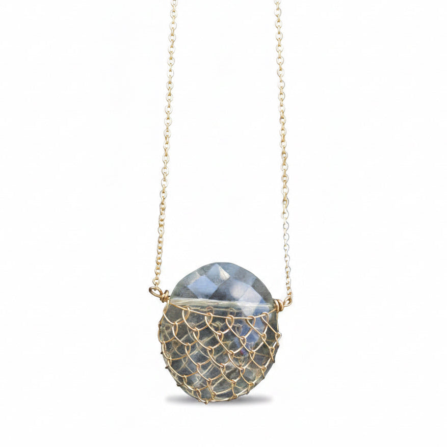 Sonya Ooten fishnet green quartz gemstone slice necklace