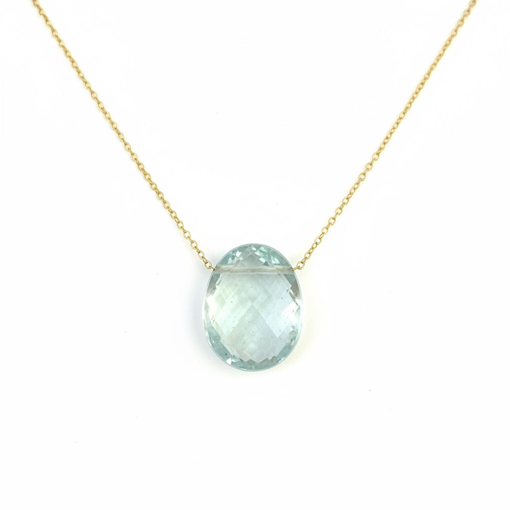 Aquamarine Petite Gemstone Slice Necklace