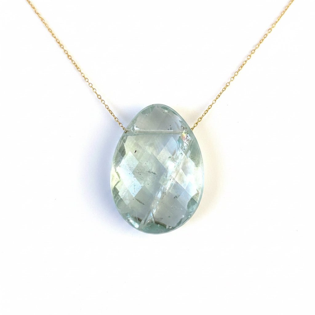 Aquamarine Gemstone Slice Necklace