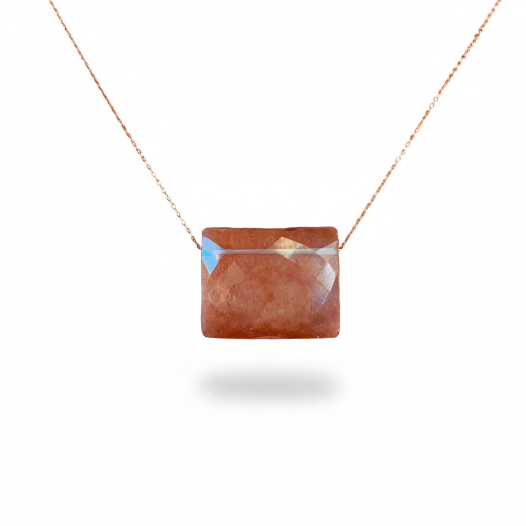 Smokey Quartz Rectangle Gemstone Necklace