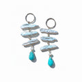 Vintage Tiered Pearl Drop Earrings with Turquoise