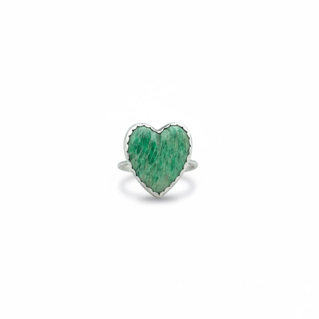 Large Green Turquoise Heart Ring