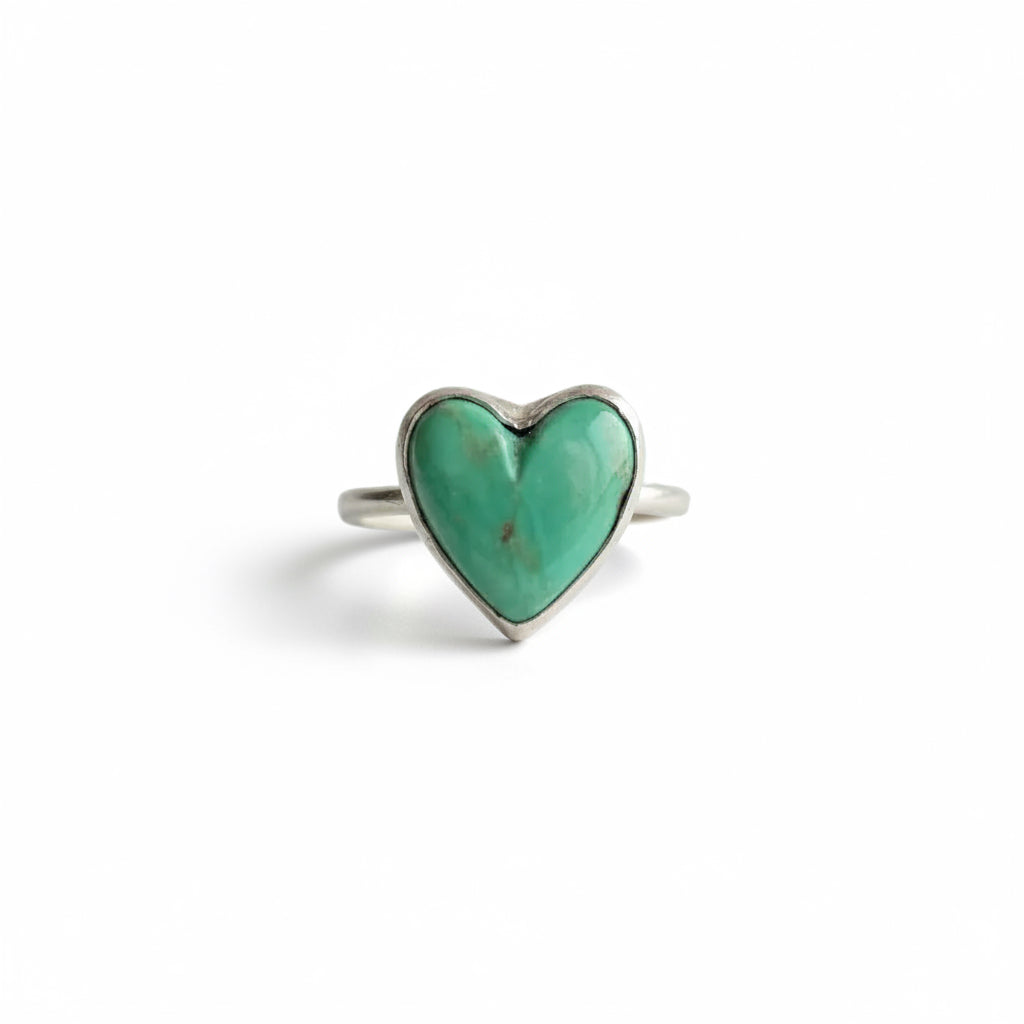 Petite Green Turquoise Heart Ring