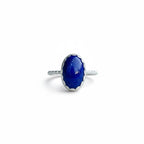 Oval Lapis Ring with Scalloped Bezel
