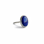 Oval Lapis Ring with Scalloped Bezel