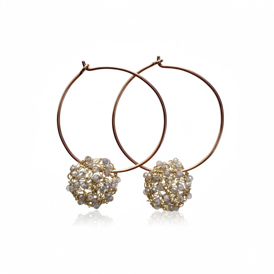 Convertible Hoops with Labradorite Rounds