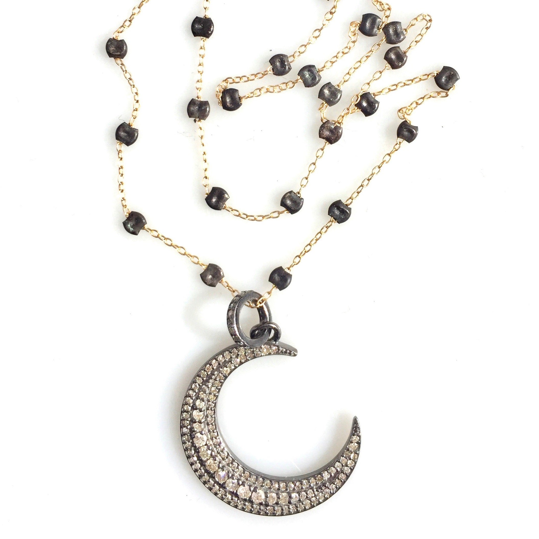 Diamond Crescent Pendant on Dust Chain