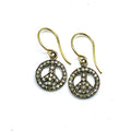 Diamond Peace Sign Charm Earrings