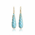 Fishnet Reconstituted Turquoise Drop Earrings