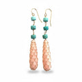 Fishnet Pink Coral & Turquoise Drop Earrings